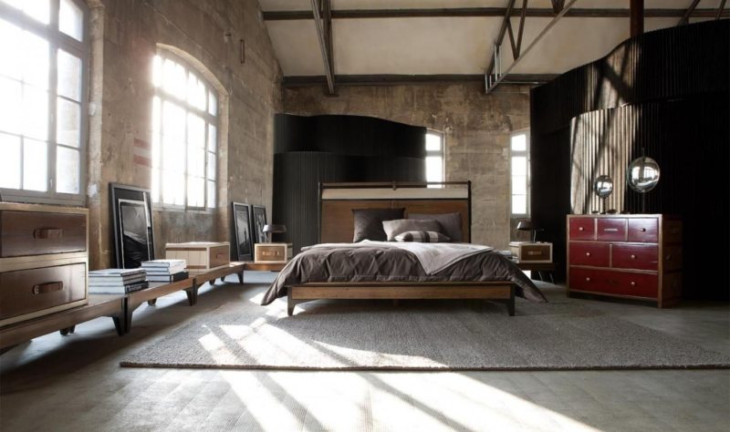 Спальня в стиле лофт (34)