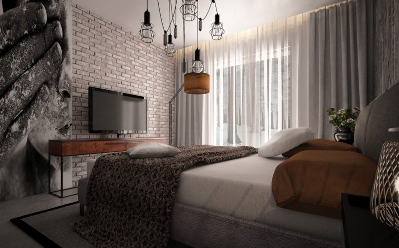 Спальня в стиле лофт (51)