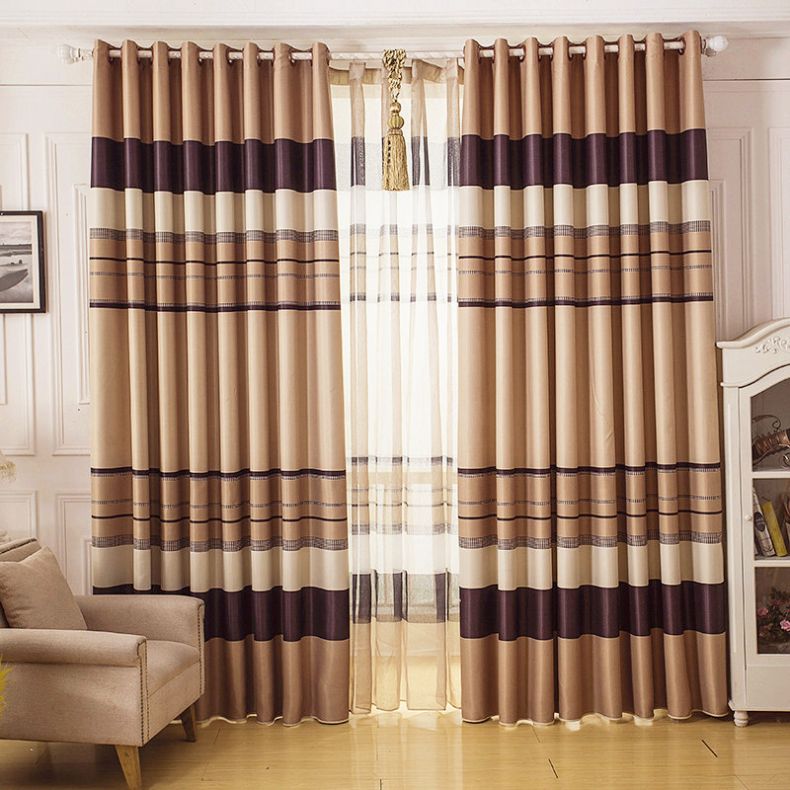 Affordable-BeigeBrown-Striped-Curtains-Blackout-CMT14392-1